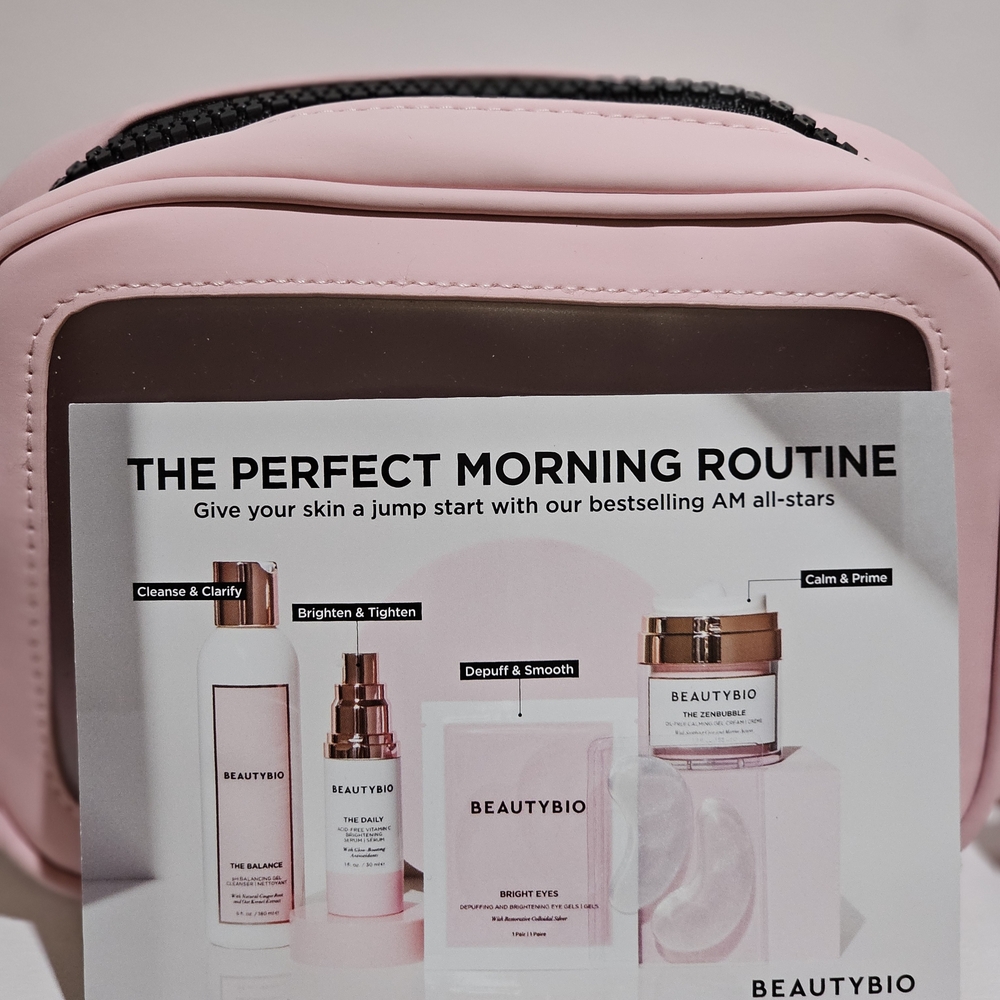 BEAUTYBIO SKINCARE SET WITH PINK COSMETICS BAG